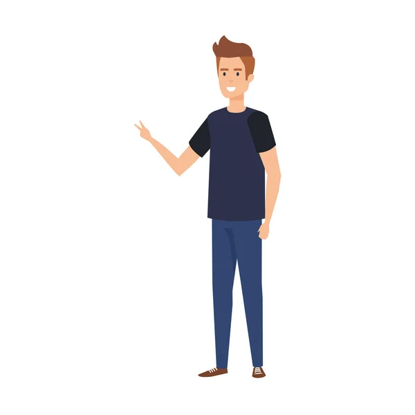 Carácter hombre joven y casual — Vector de stock