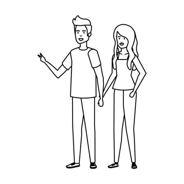 Icônes de personnages avatar couple — Image vectorielle