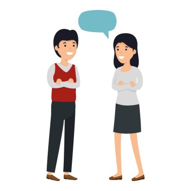 konuşma balonu karakterlerle genç çift