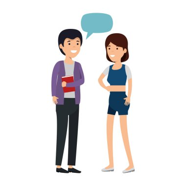 konuşma balonu karakterlerle genç çift