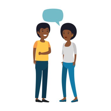 konuşma balonu karakterlerle genç siyah Çift