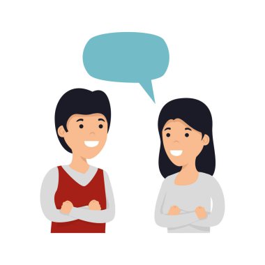 konuşma balonu karakterlerle genç çift