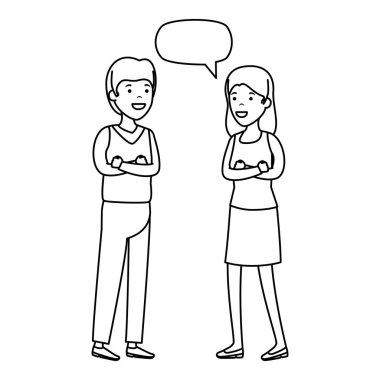 konuşma balonu karakterlerle genç çift