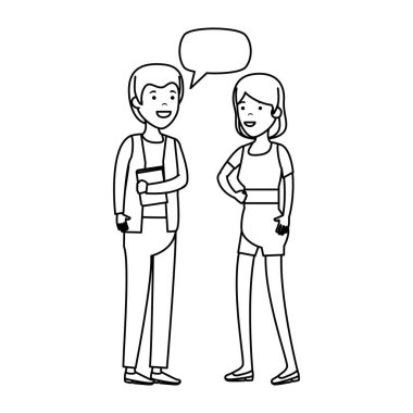 konuşma balonu karakterlerle genç çift