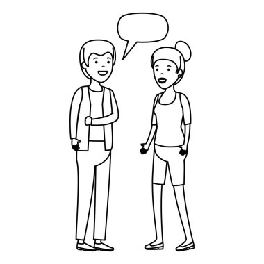 konuşma balonu karakterlerle genç çift