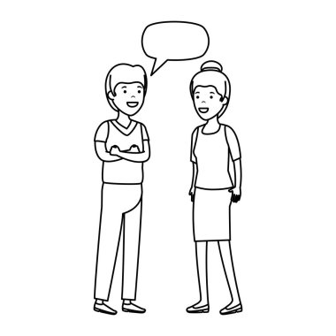 konuşma balonu karakterlerle genç çift