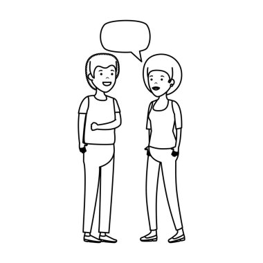 konuşma balonu karakterlerle genç çift