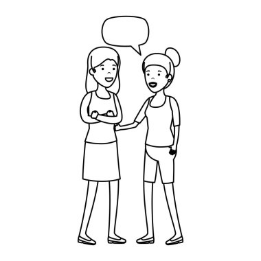 konuşma balonu karakterlerle çift kızlar