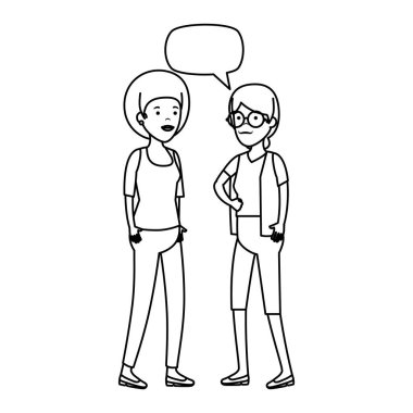 konuşma balonu karakterlerle çift kızlar