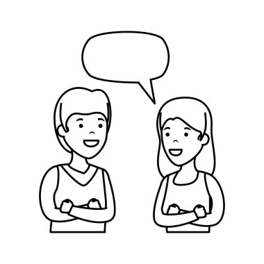 konuşma balonu karakterlerle genç çift