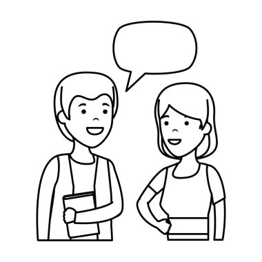 konuşma balonu karakterlerle genç çift