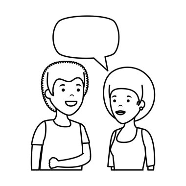konuşma balonu karakterlerle genç çift
