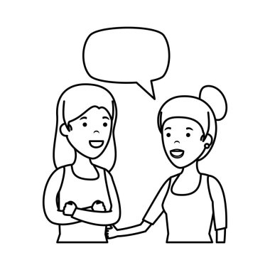 konuşma balonu karakterlerle çift kızlar