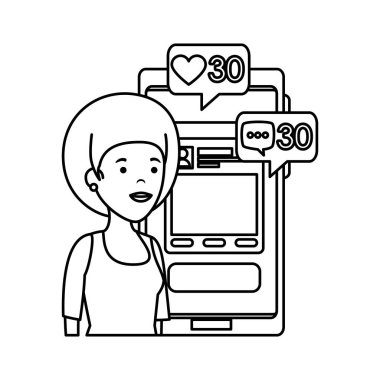 Genç siyah kadın ile smartphone