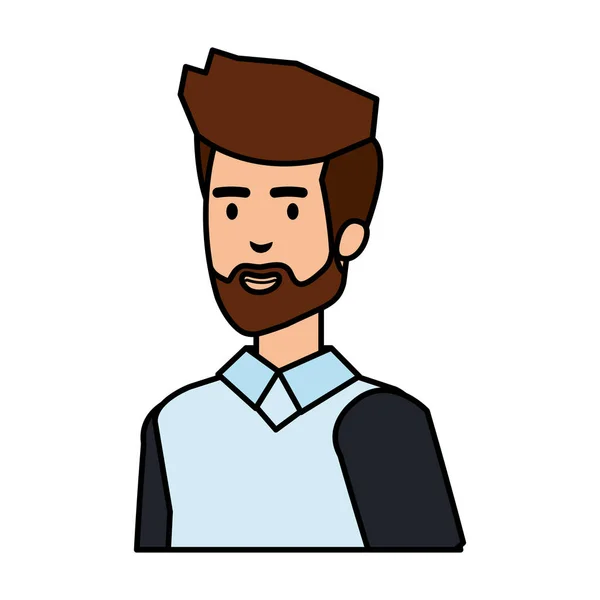 Young and casual man with beard character — Stock Vector