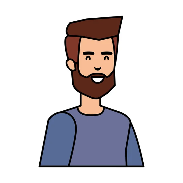 Hombre joven y casual con carácter de barba — Vector de stock