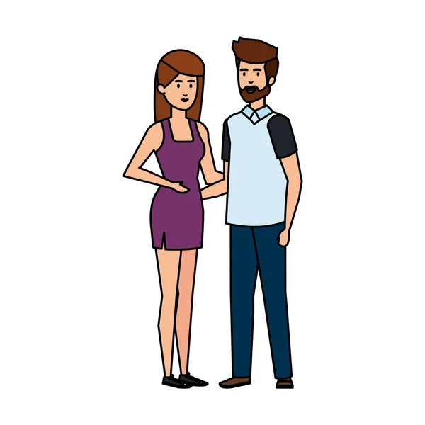 Avatars couple personnages icônes — Image vectorielle