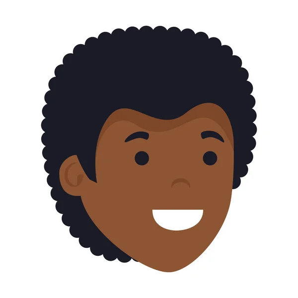 Jeune homme noir tête personnage — Image vectorielle