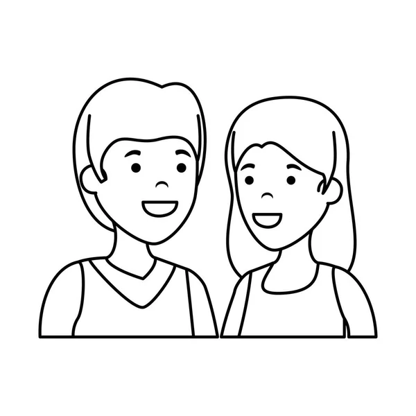 Paar avatar tekens pictogrammen — Stockvector