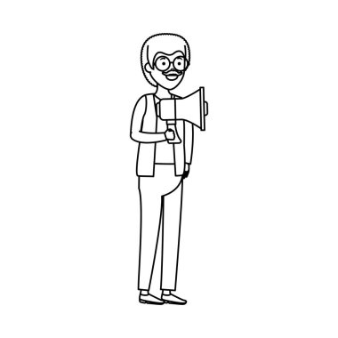 megafon ile yaşlı adam