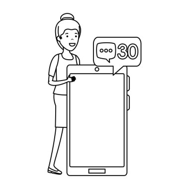 smartphone ve konuşma balonu olan kadın