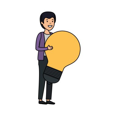 ampul ışık ile genç adam