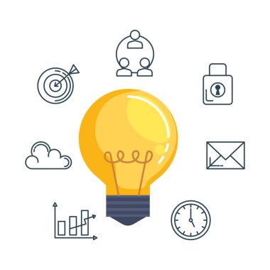 ampul ile iş Icons set