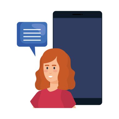 smartphone ve konuşma balonu kadınla