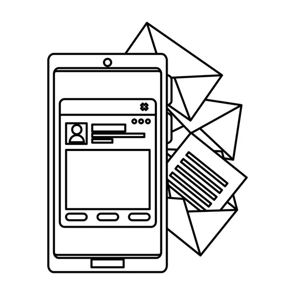 Smartphone con buste e-mail — Vettoriale Stock