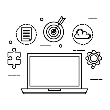 laptop ile iş Icons set