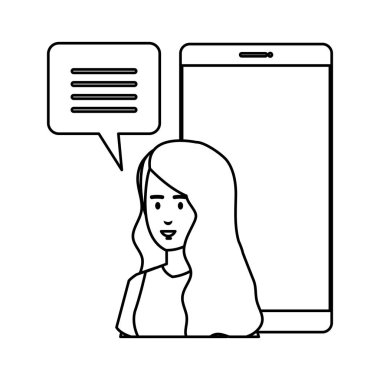 smartphone ve konuşma balonu kadınla