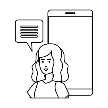 smartphone ve konuşma balonu kadınla