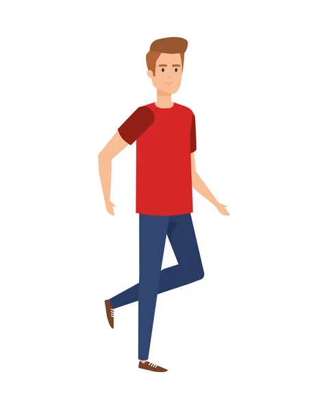 Young man walking character — Stock Vector