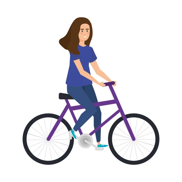 Bisikletli genç kadın — Stok Vektör