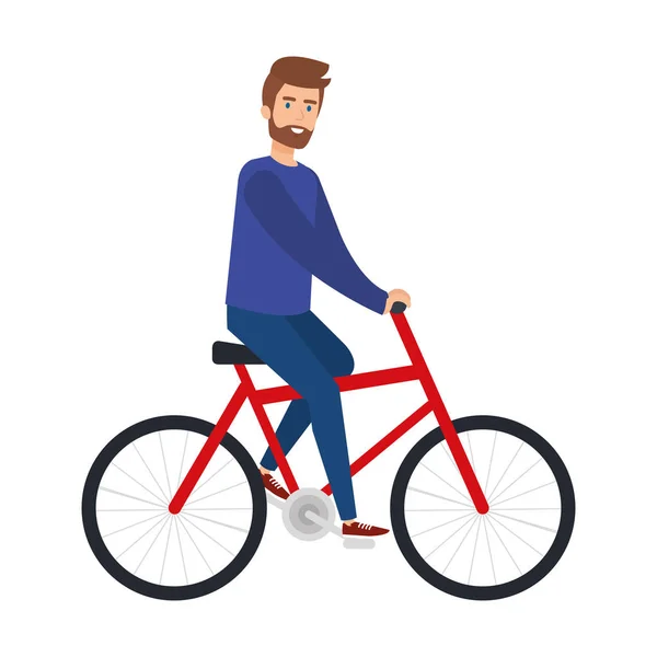 Young man ride bike — Stock Vector