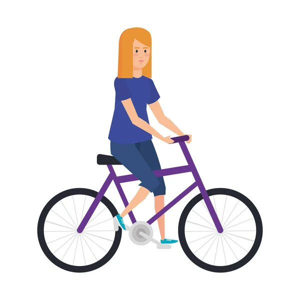 자전거를 타는 젊은 여자 — 스톡 벡터
