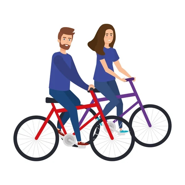 Couple amoureux en vélo — Image vectorielle