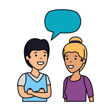 konuşma balonu karakterlerle genç çift