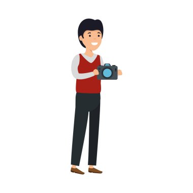 kamera fotoğraf ile genç adam