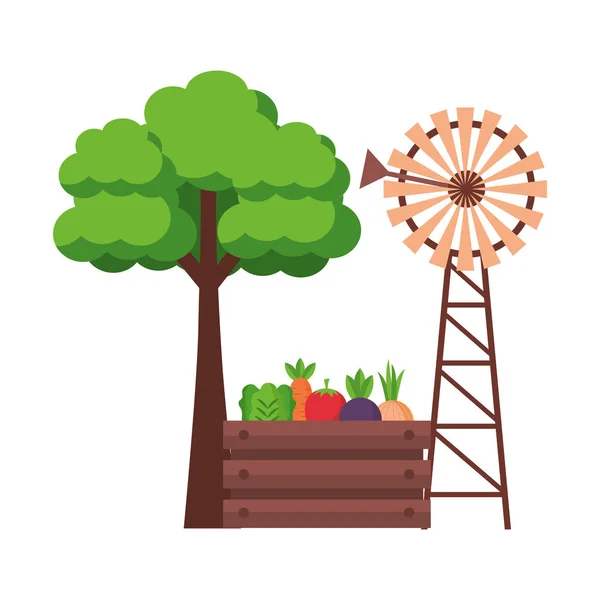 Windmill gård färska — Stock vektor