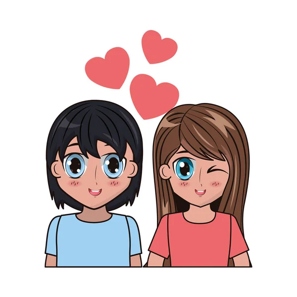 Girl and boy love anime — Stock Vector