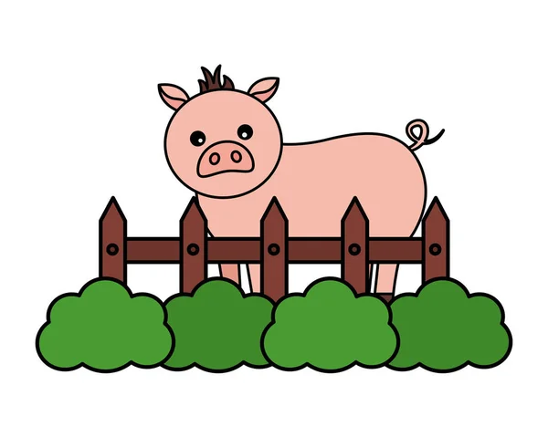 Pig fence farm — Stock Vector