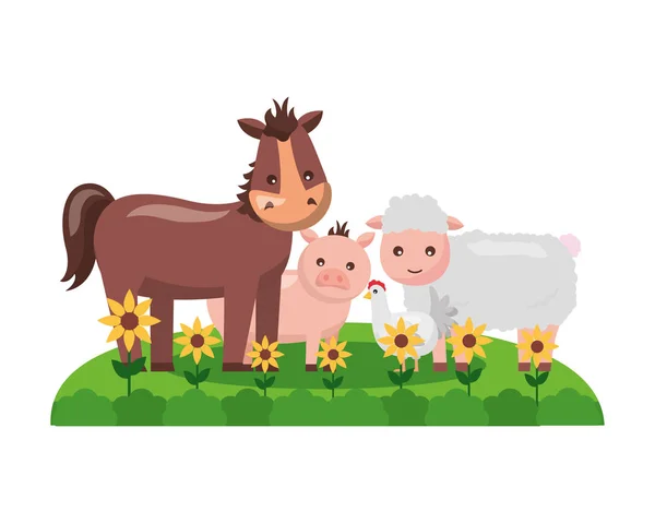 Кінь курка вівці ферма свіжі — стоковий вектор