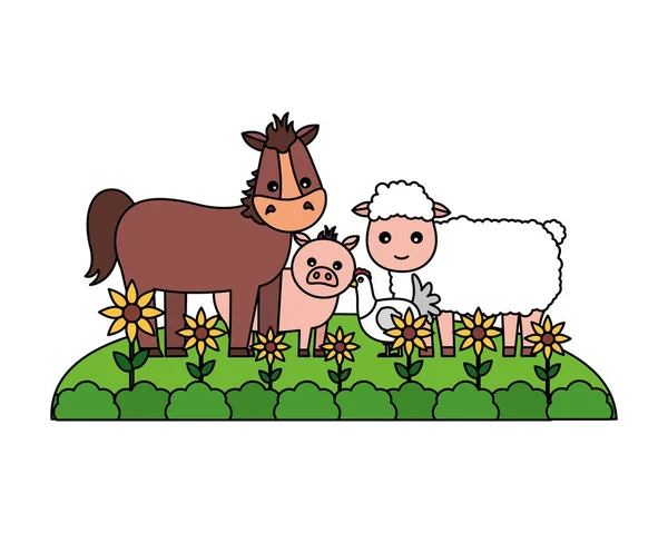 Φάρμα αλόγων κότα πρόβατα νωπά — Διανυσματικό Αρχείο