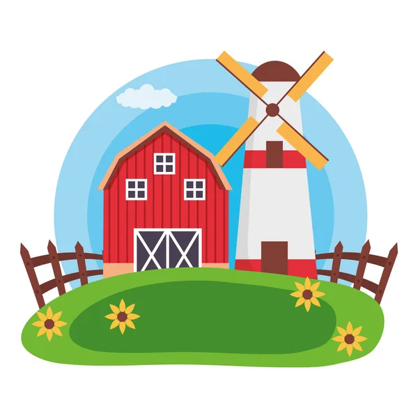 Lato tuulimylly talo maatila — vektorikuva