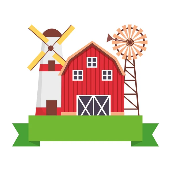 Celeiro parque de armazenamento de moinho de vento — Vetor de Stock
