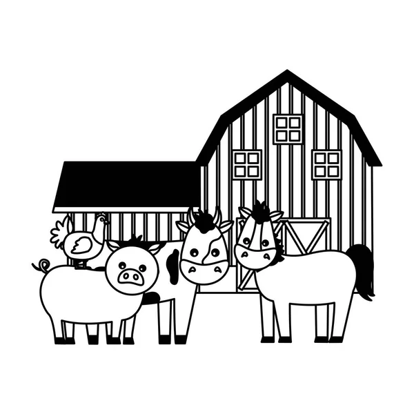 Barn animals farm — Stock Vector