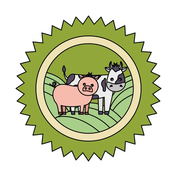 Vache porcine et poule ferme — Image vectorielle