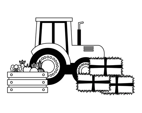 干し草や野菜のトラクター トラック俵 — ストックベクタ