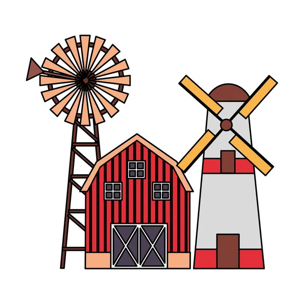 Barn windmill tractor — Stock Vector